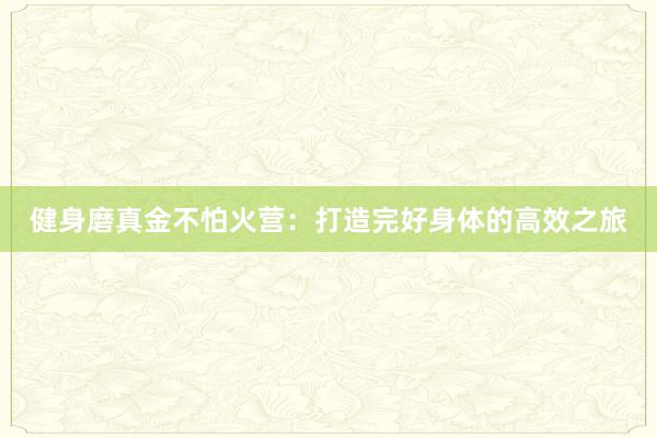 健身磨真金不怕火营：打造完好身体的高效之旅